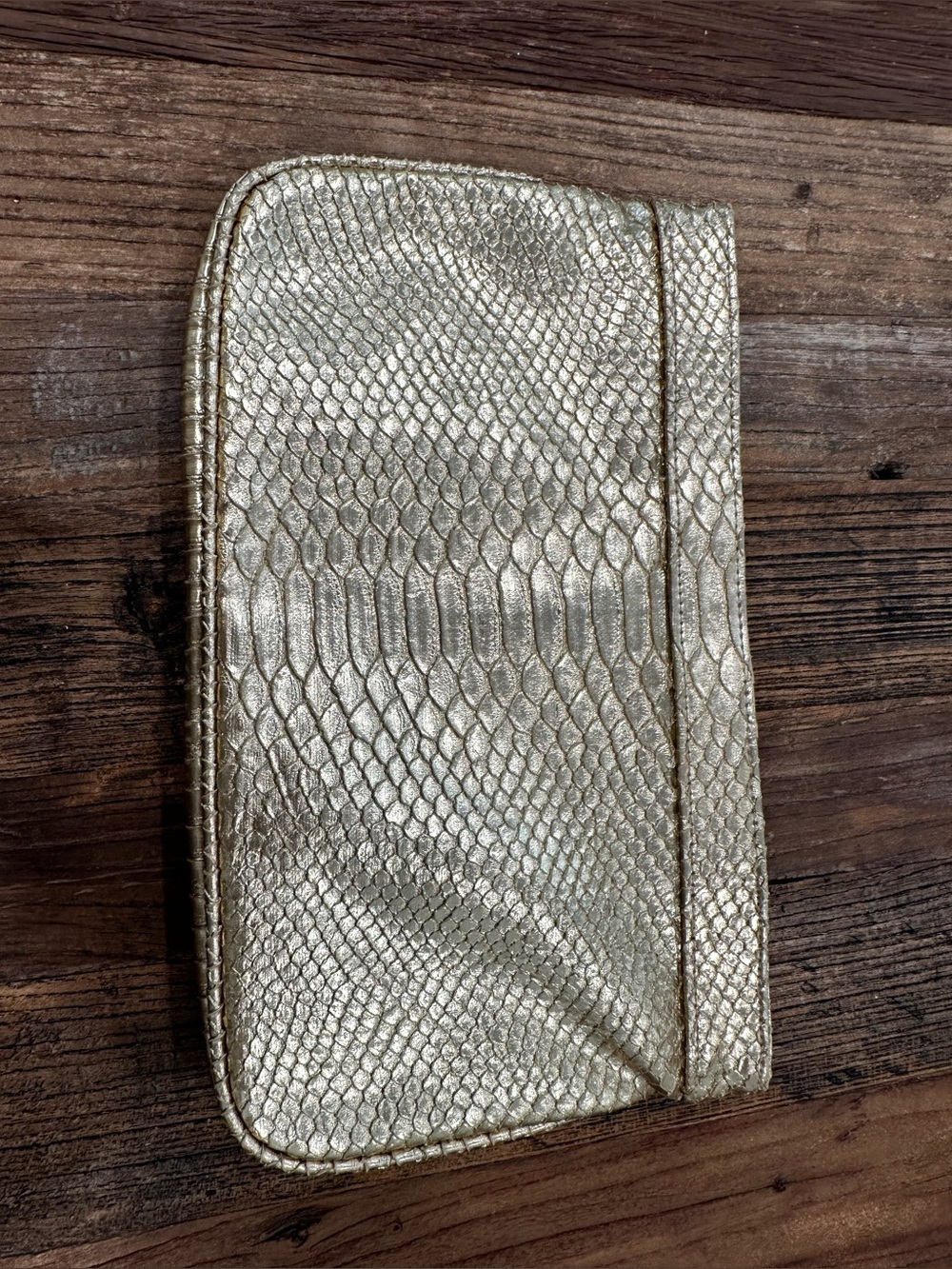 Gold Snake-Embossed looking gold Wristlet Clutch